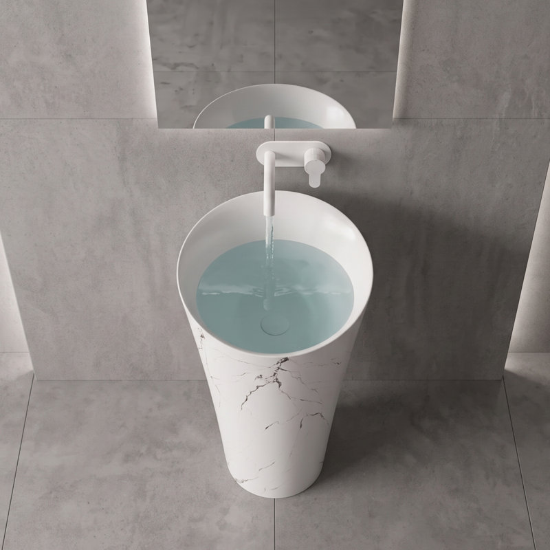 20'' Freestanding Solid Surface Pedestal Bathroom Sink