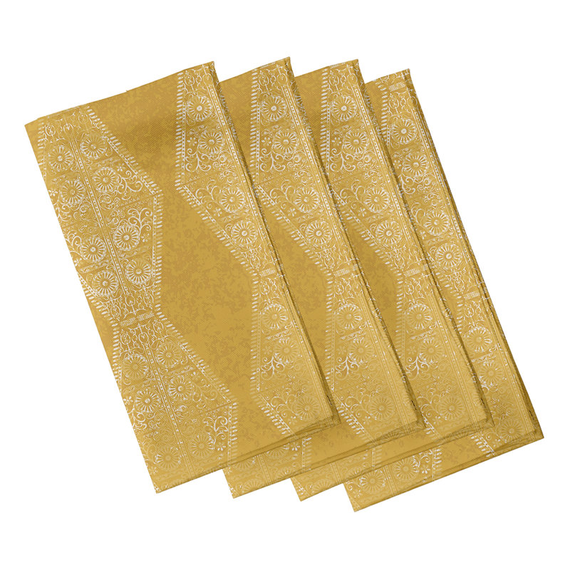 Cintya Polyester Ikat Square Napkin, Gold
