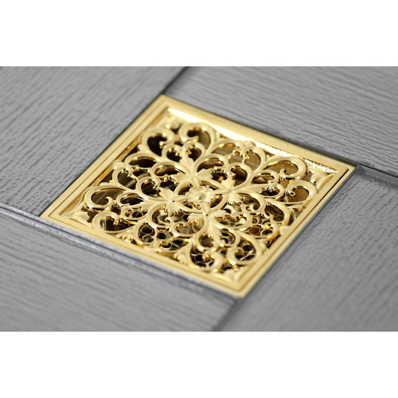 Drain de douche Watercours Scroll Grid, Laiton brossé
