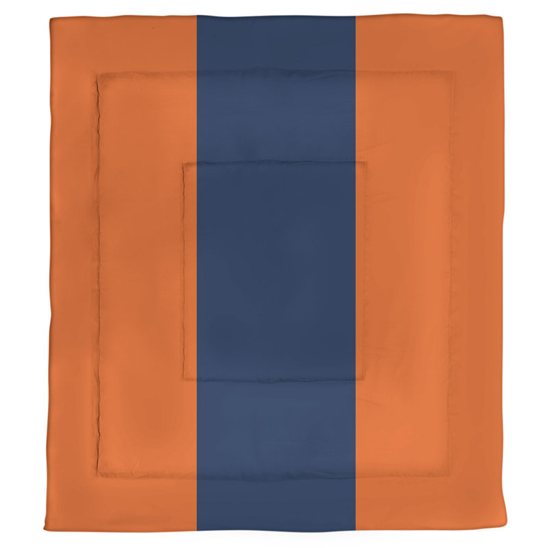 Édredon simple réversible Baltimore Baseball, Édredon simple, Orange / bleu marine de minuit / orange