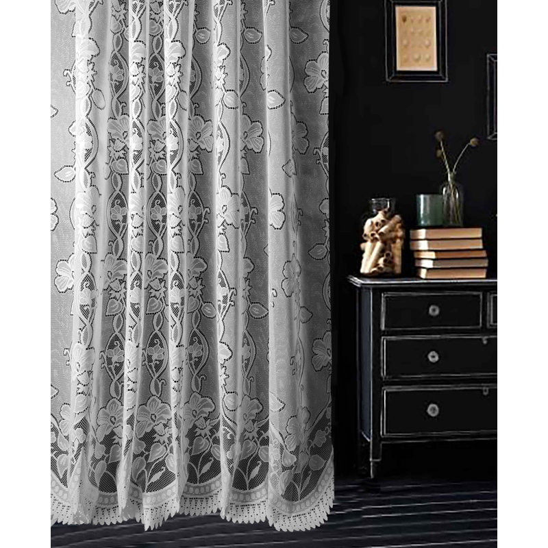 Joey Lace Semi Sheer Curtain Single Panel, 200cm Width x 137cm Drop