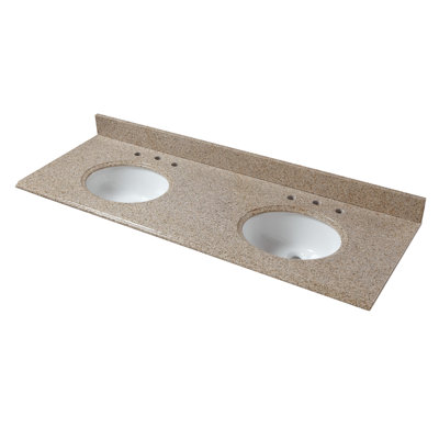 Dessus de meuble-lavabo de salle de bain double 61 po granite