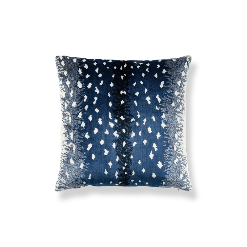 ANTELOPE / VELVET PILLOW, 22" H x 22" W, Square, Midnight/Navy Animal Print