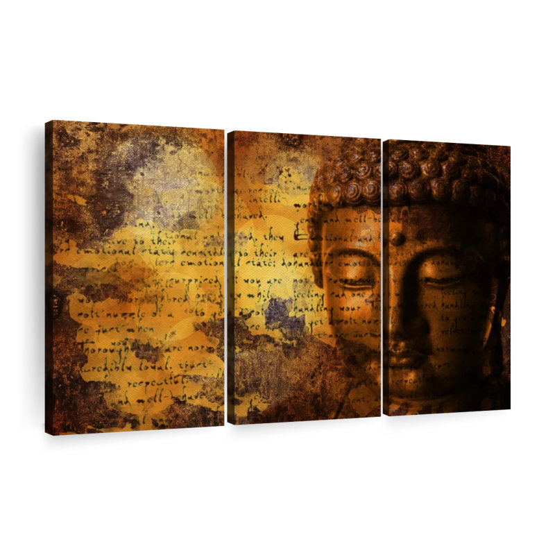 " Buddhism " 3 - Pieces, 74" H x 48" W x 1.25" D