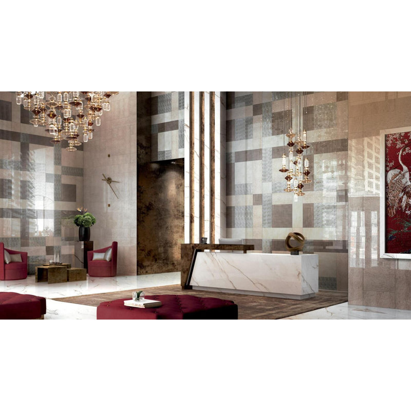 Suede Cream 7.75" x 23.38" Decorated Glass Tile