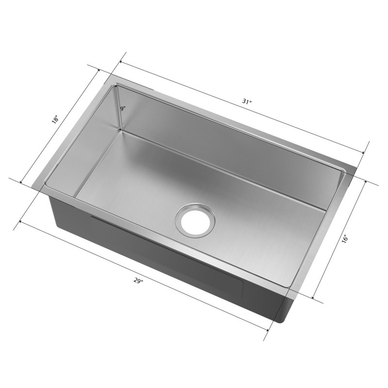 Undermount Single Bowl Stainless Steel Kitchen Sink
