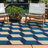 Hendriex Geometric Blue/Turquoise/Ivory Indoor&Outdoor Area Rug-1254042228