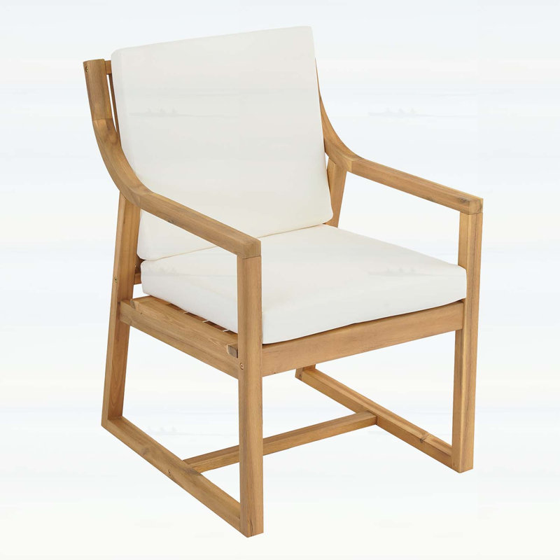 Chaises d'extérieur pour le patio, la cour et le jardin en bois durable, White, Light Teak