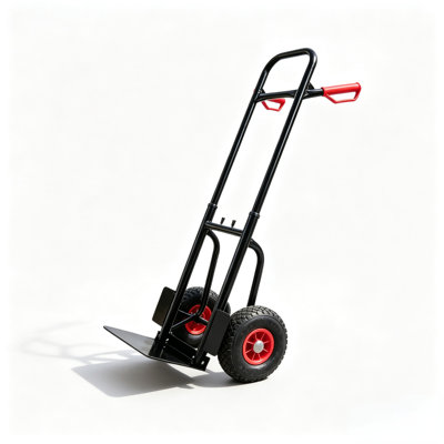 Diable à double poignée en acier, capacité de 150 kg, pliable, avec roues en caoutchouc de 25 cm pour déménagement, entrepôt, jardinage, courses.