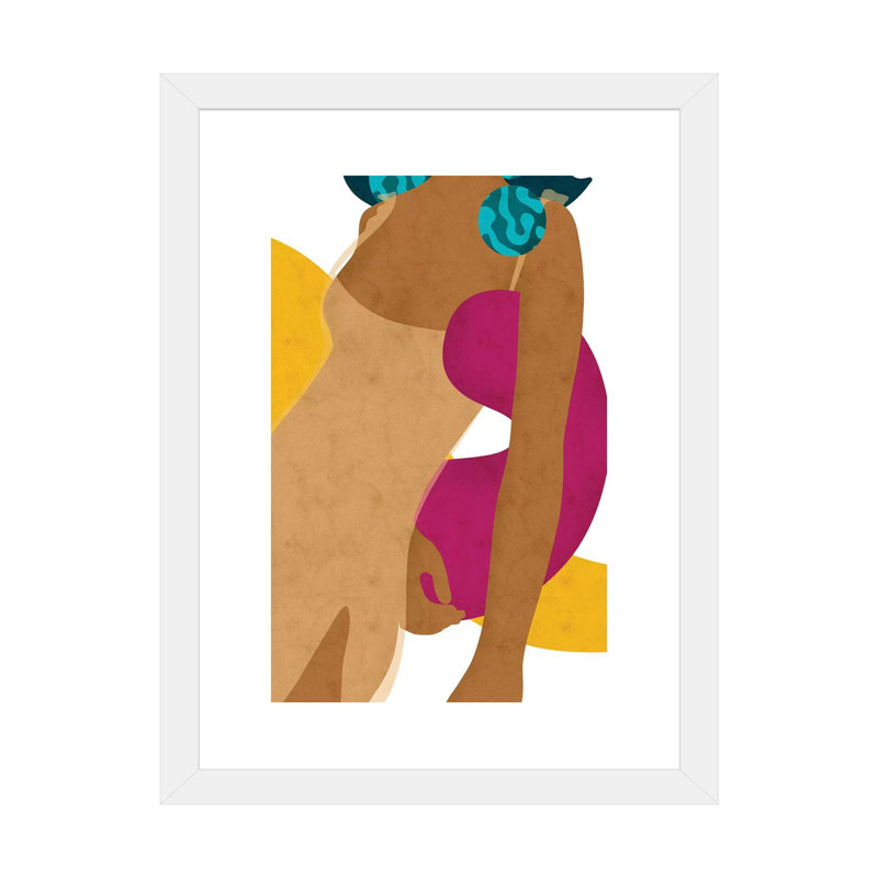«Lunetta» par Reyna Noriega - impression d'art graphique, H 24 po x l 16 po x P 1 po, Papier encadré blanc, Blanc