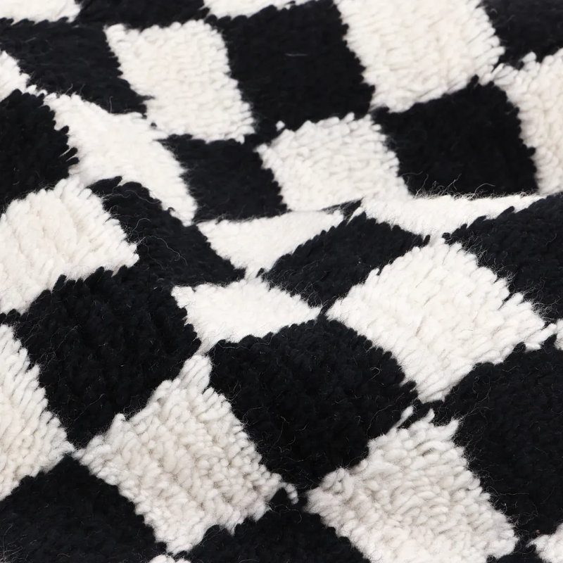 Stamford Checkered Area Rug in Black, Rectangle 8' x 10'