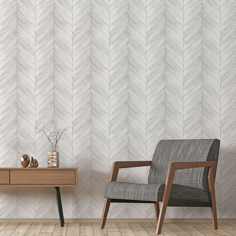  Rouleau de papier peint à chevrons 33 pi x 20,5 po, Gris