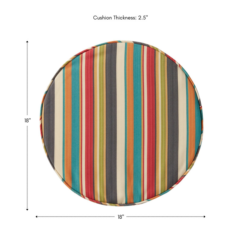 Outdoor Round Dining Chair Seat Pad, Sunset Stripe