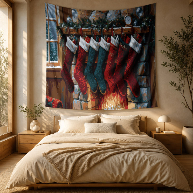 Tapisserie murale bas de Noël de Noël, 88 po x 104 po
