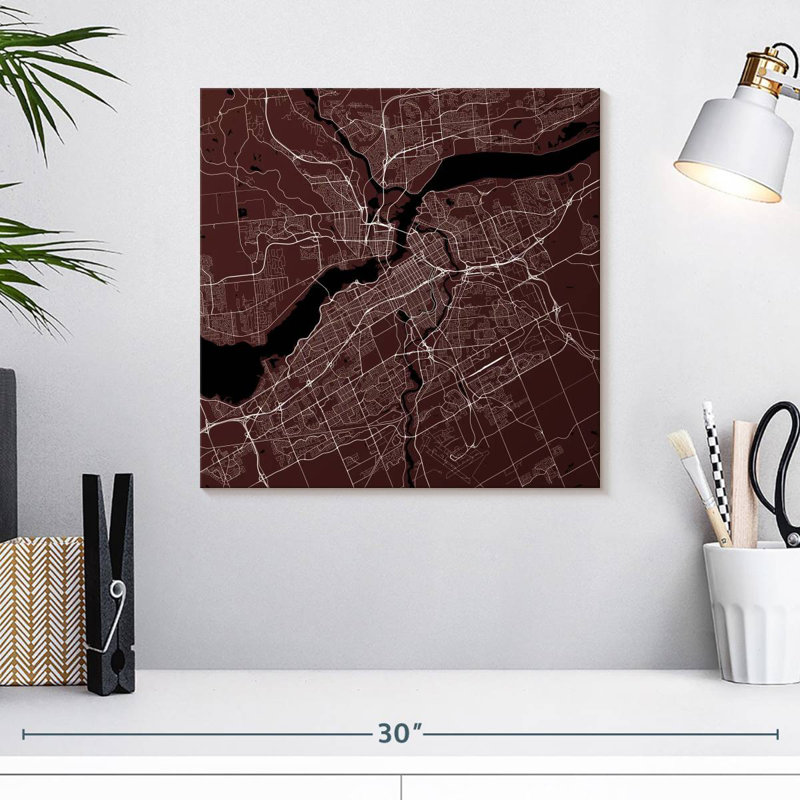 Carte de la ville d’Aliaz, H 16 po x l 16 po