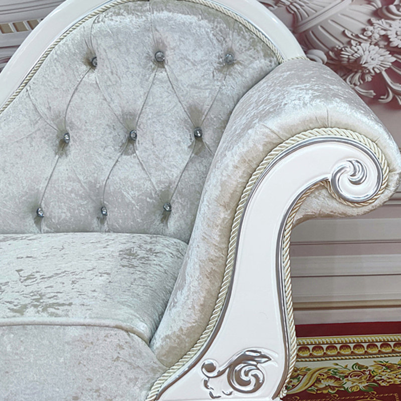 Chaise longue néo-classique en bois massif pour loisirs, Orienté à droite, Gris kaki