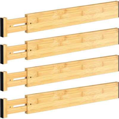 4-pack Adjustable Bamboo Drawer Dividers