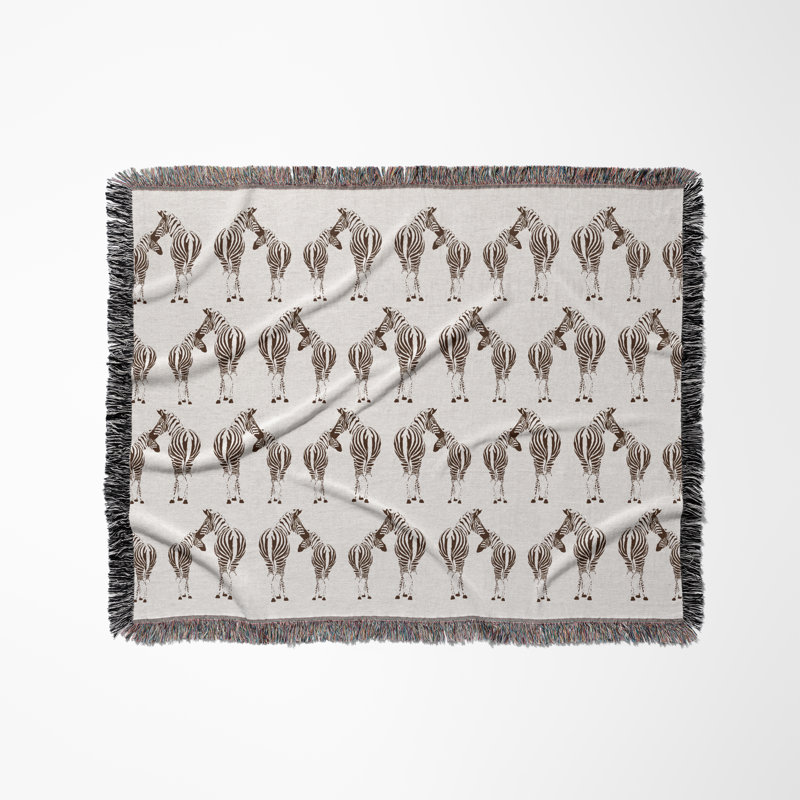 Jeté en mélange de coton Ziggy Zebra, Brun rouille / blanc cassé, L 80 po x l 60 po