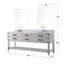 Meuble-lavabo double en chêne blanc 80 po X P 22 po D, dessus en marbre de Carrare, ensemble de robinet et Miroirs-118024587