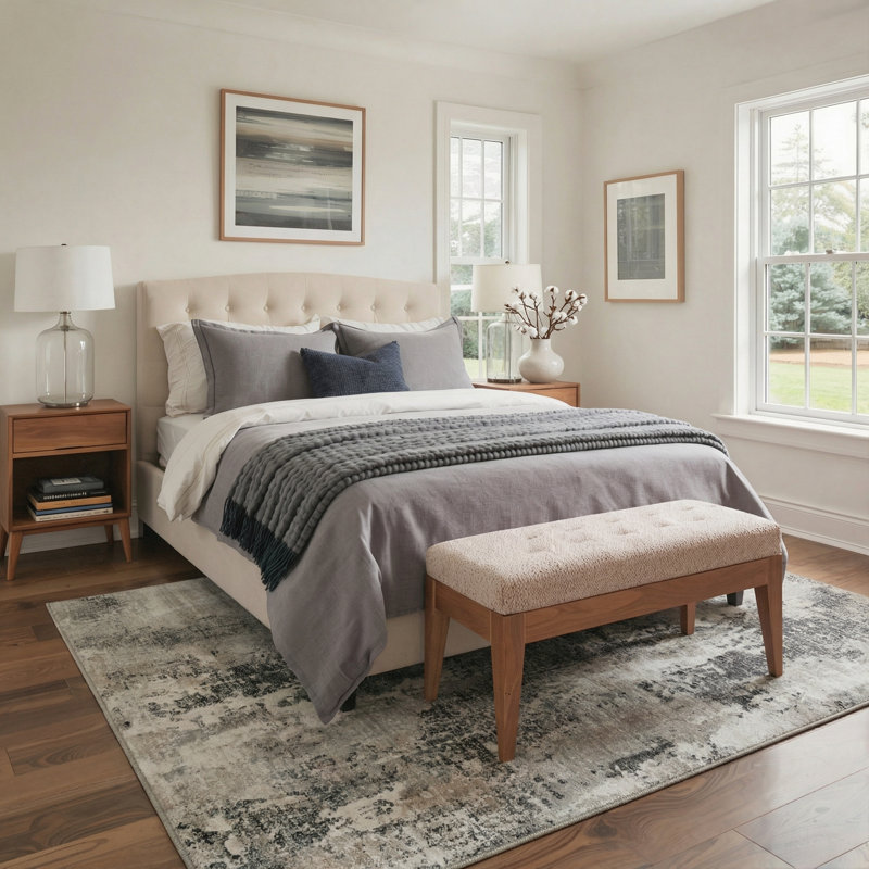 Mignone Abstract Texture Machine Washable Ash Gray Indoor Area Rug With Non-Slip Backing, Rectangle 5' x 7'