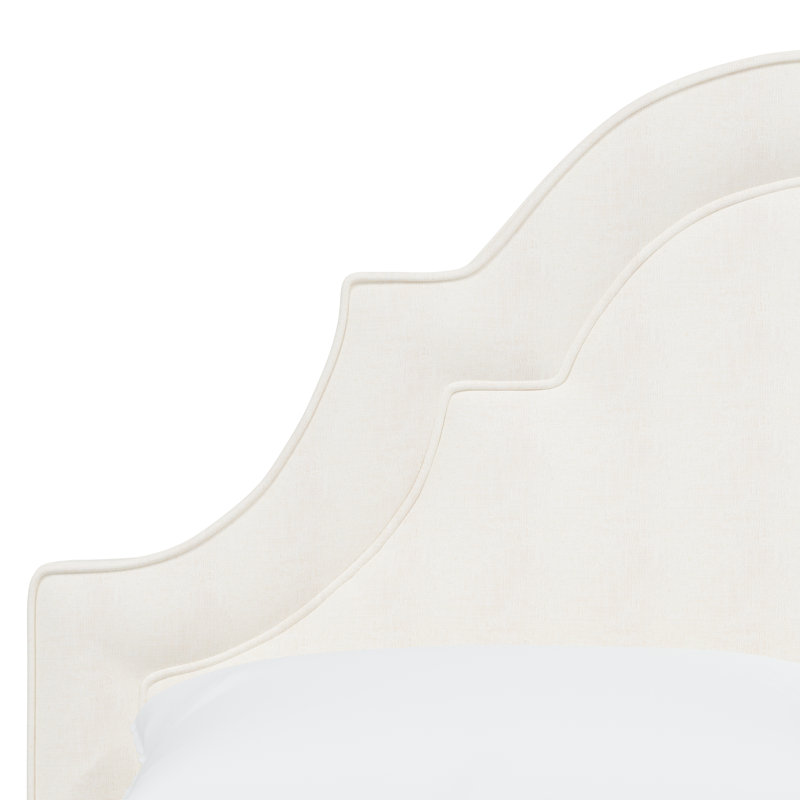 Knipe Upholstered Unfinished Scalloped Bed, Zuma White Textured Linen, Queen