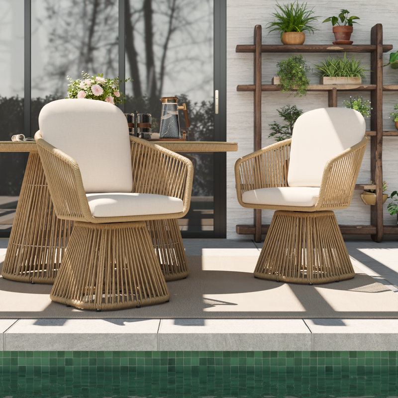 Fauteuil pivotant extérieur en osier 2 pièces