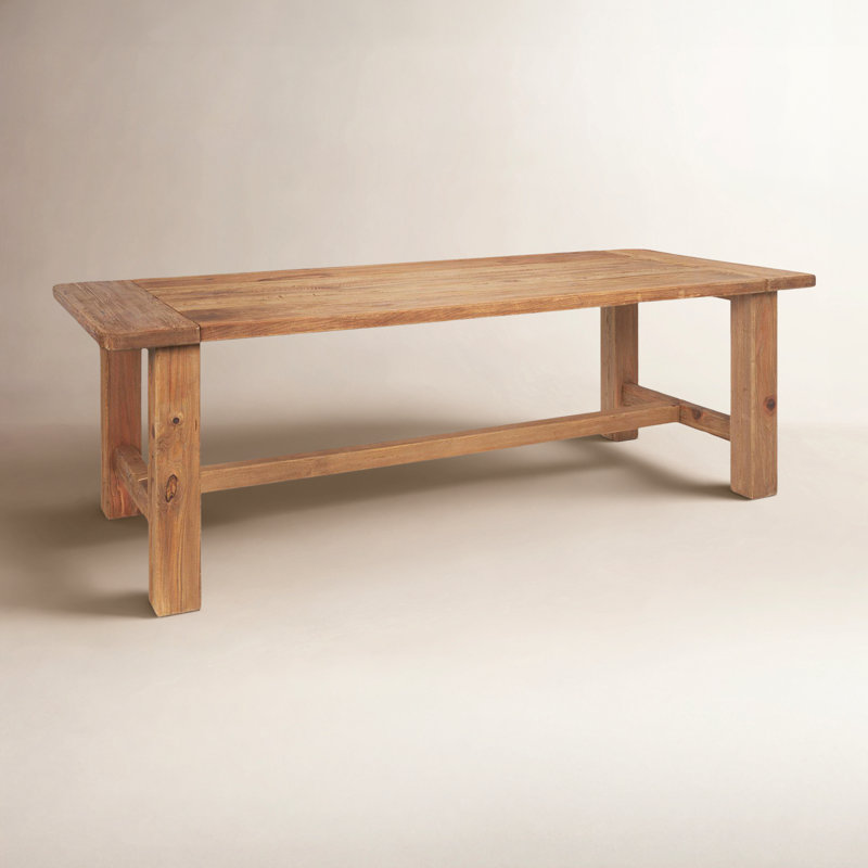 Nonnie Rectangular Natural Brown Wood Dining Table, 39" W x 94.5" L