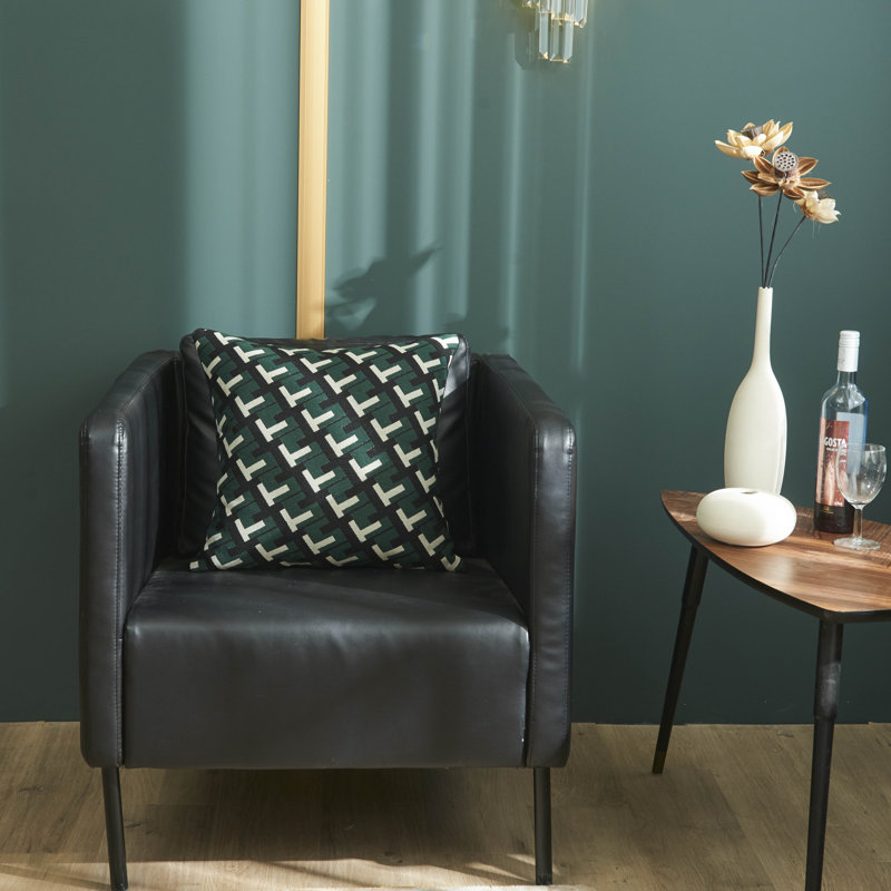 Black Geometric Modern Pillow Cover, Green/Black