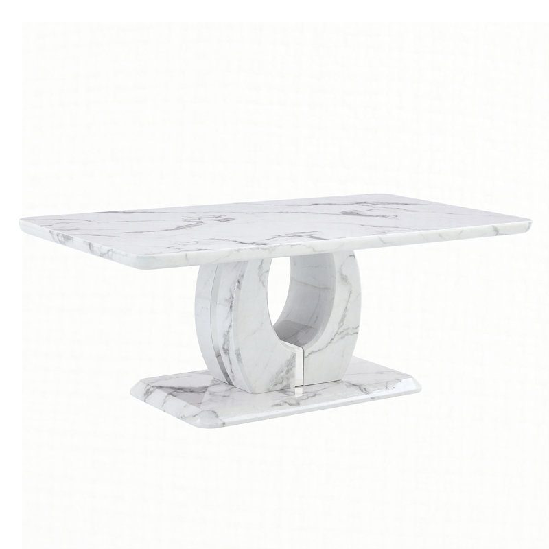 Table basse rectangulaire moderne en MDF à motif de marbre gris minimaliste. Ajoutez une atmosphère tranquille et confortable à votre maison. Table basse en panneau de fibres à densité moyenne, autocollant à motif de marbre gris, table d'appoint