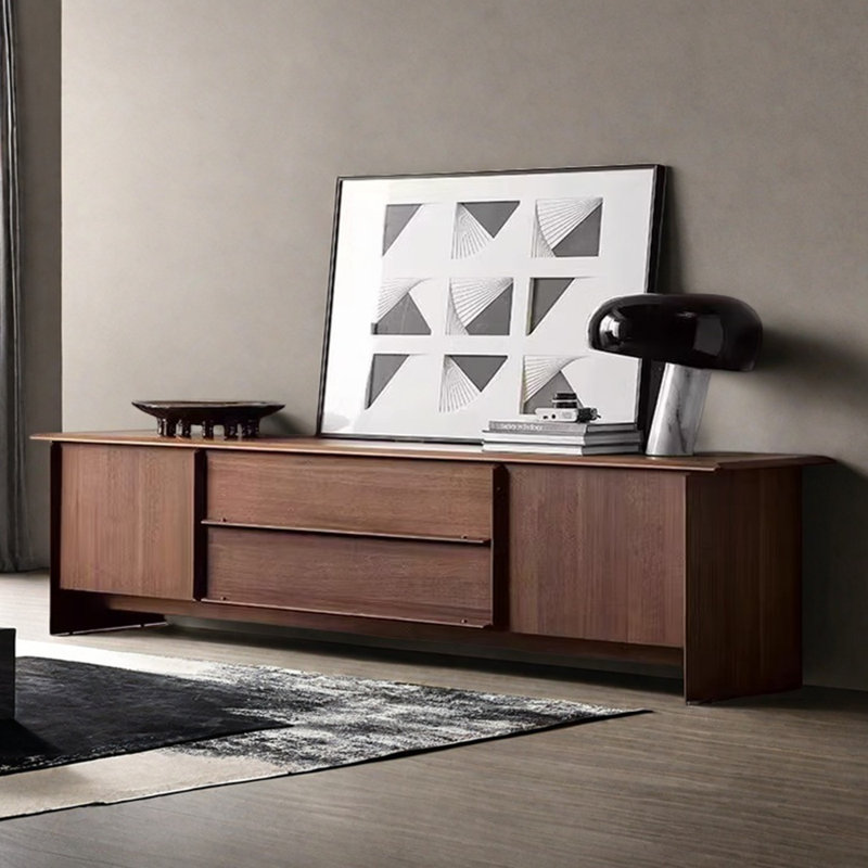 Meuble télé en noyer noir clair de luxe clair, H 21,65 po x L 94,48 po x l 17,51 po