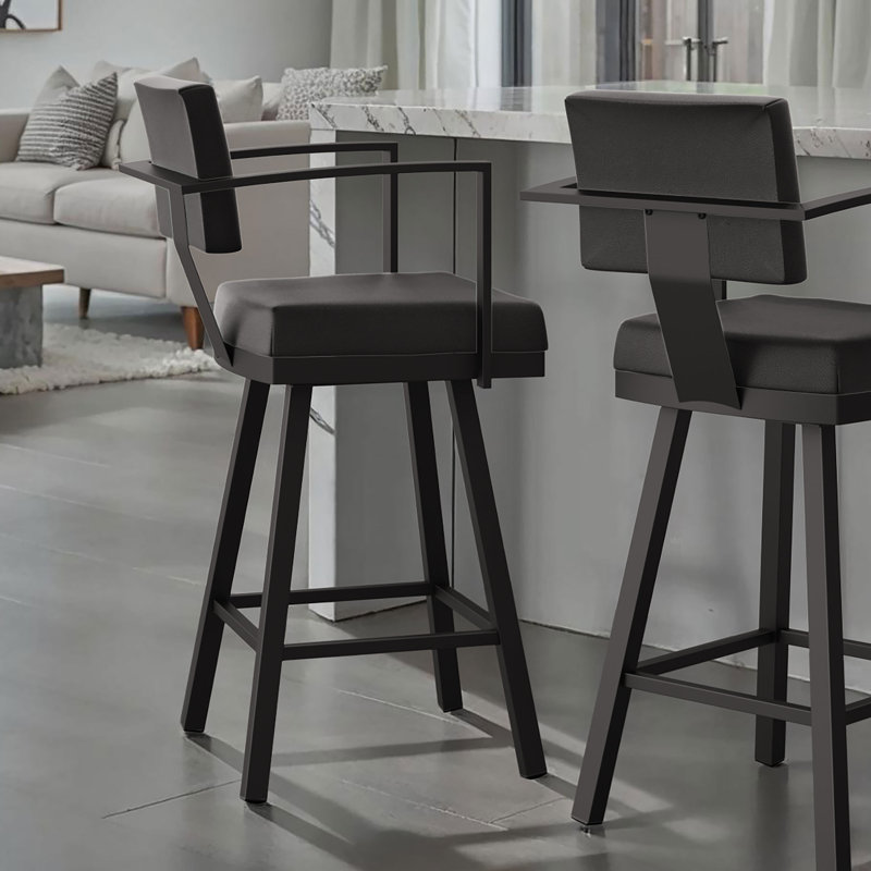 Tabouret de bar et de comptoir Perrotta, Noir, Tabouret de bar (siège d'une hauteur de 30,5 po), Noir
