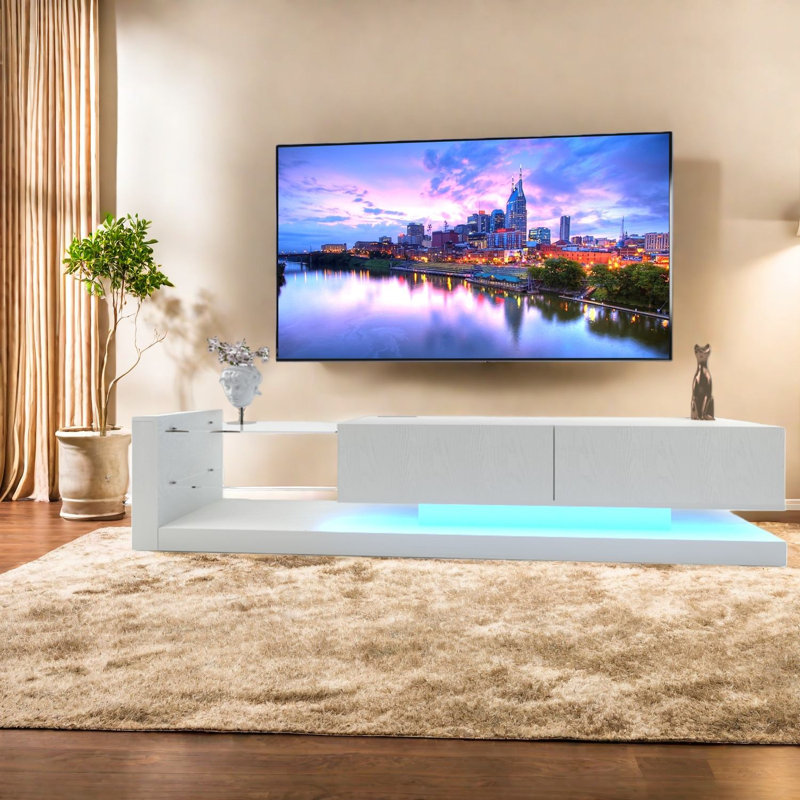 Meuble télé et meuble télé à DEL, rangement moderne en bois pour la maison