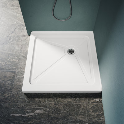 34"W x 34" D x 3" H Shower Base with Corner Drain Square Acrylic Shower Pan White