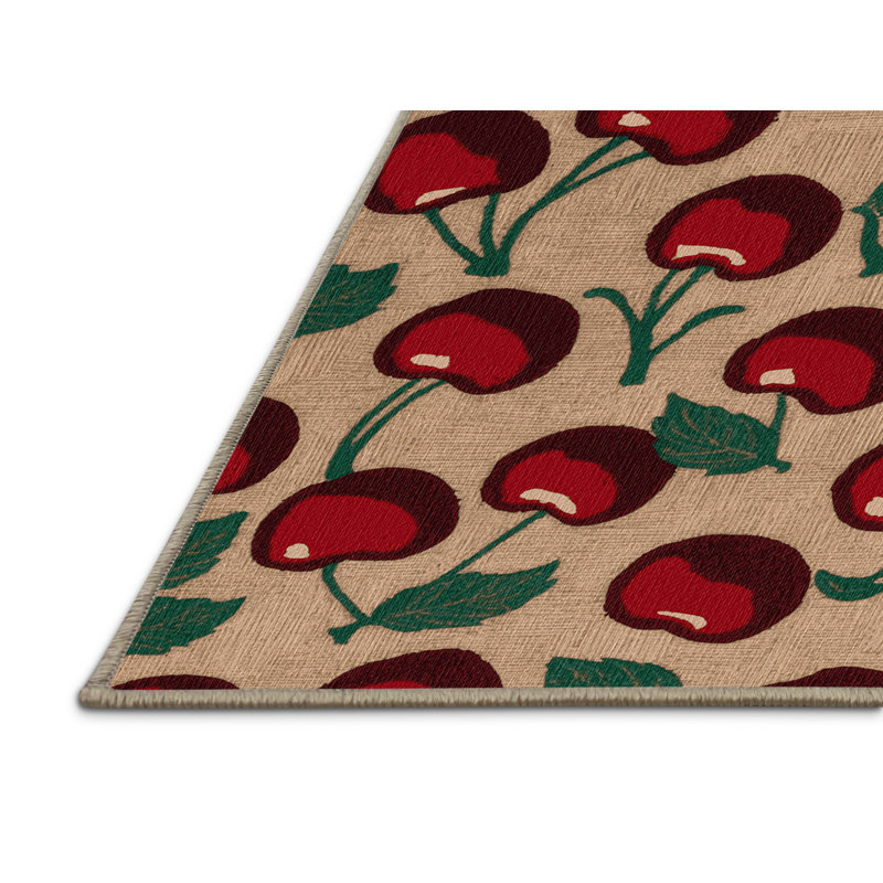  Tapis lavable cerise et fruits sucrés, Rond 7 pi