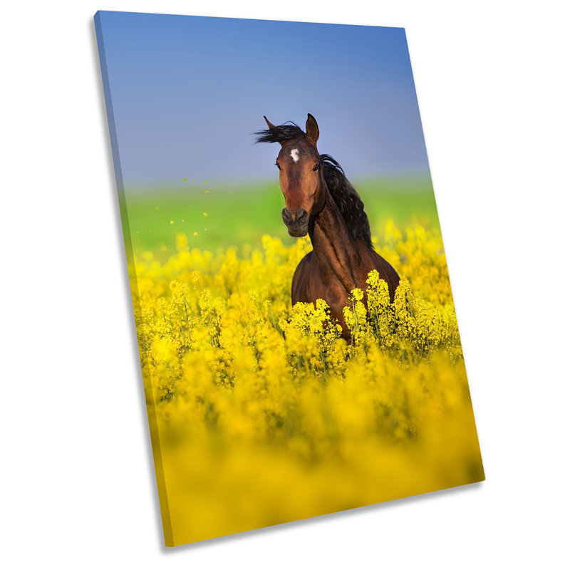Horse Floral Field - Wrapped Canvas Print, 45.7cm H x 30.5cm W x 2cm D
