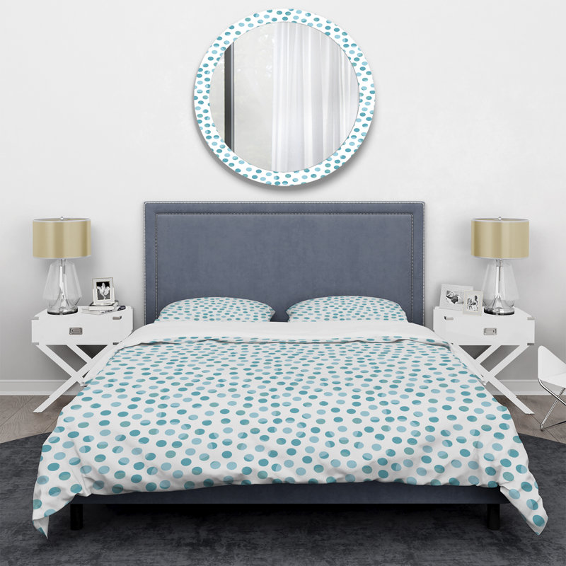 Ensemble de housse de couette 2 pièces Green Circle Dots, Housse de couette double / grand + 2 taies décora