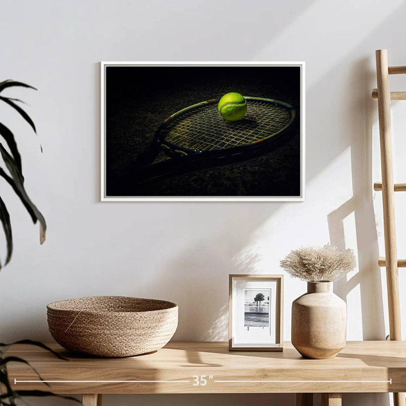Tennis contemporain, Cadre flottant blanc, 19 po x 13 po