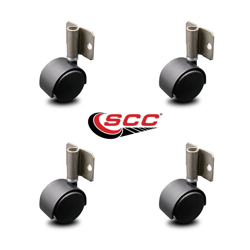 Flat Black Hooded Nylon Twin Casters