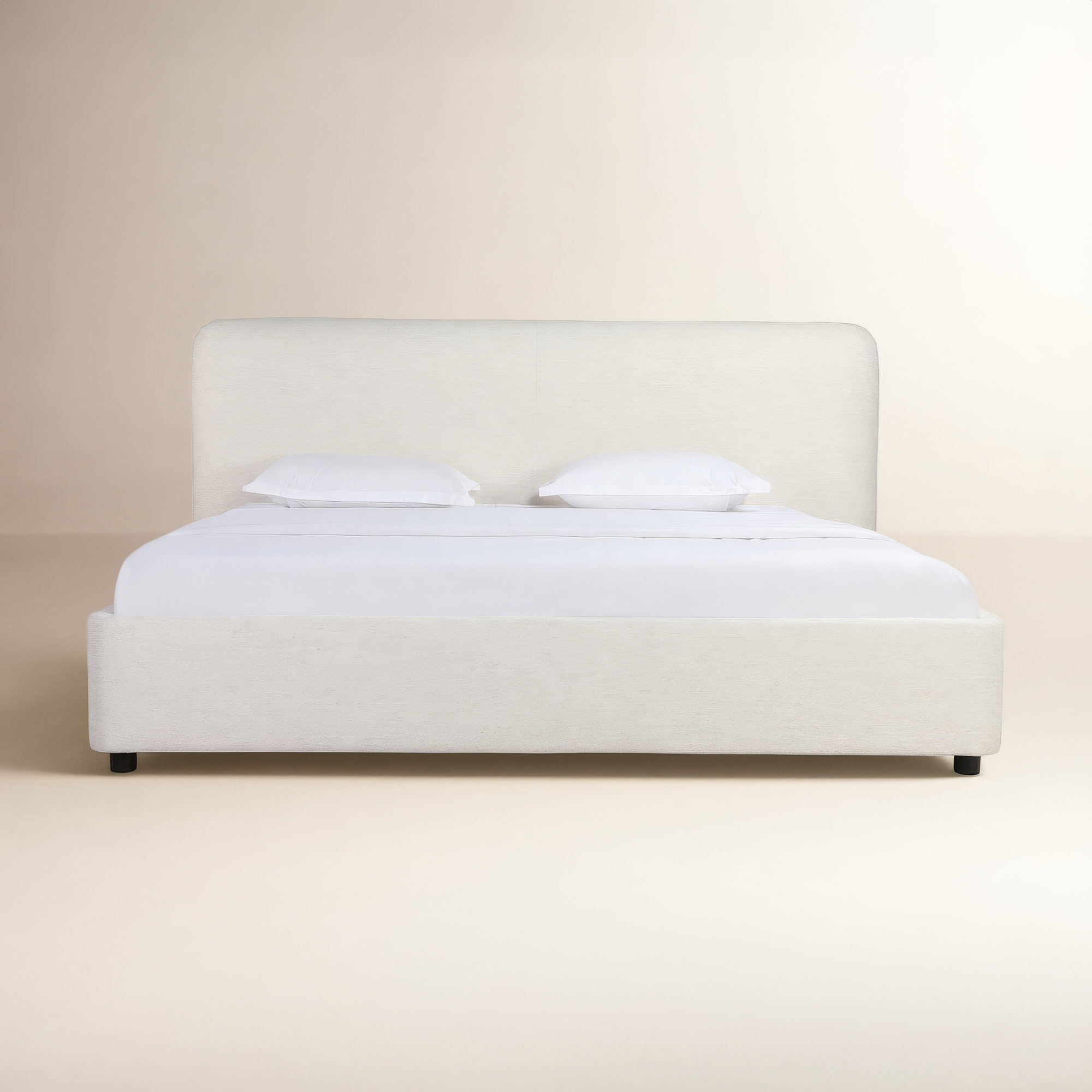 Crosby Upholstered Bed, King, Beige Basketweave