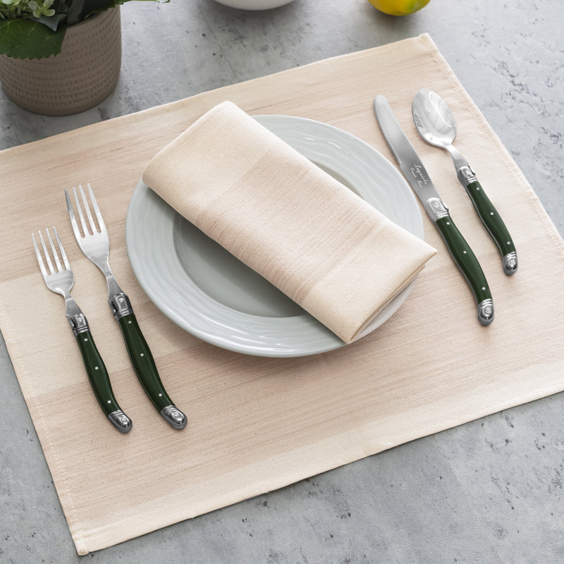 Ensemble de 4 napperons à rayures crème et brun clair French Home