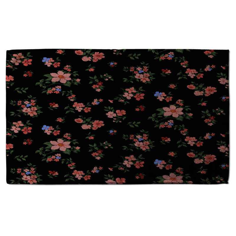 Floral Waffle Texture Tea Towel Kitchen Towel