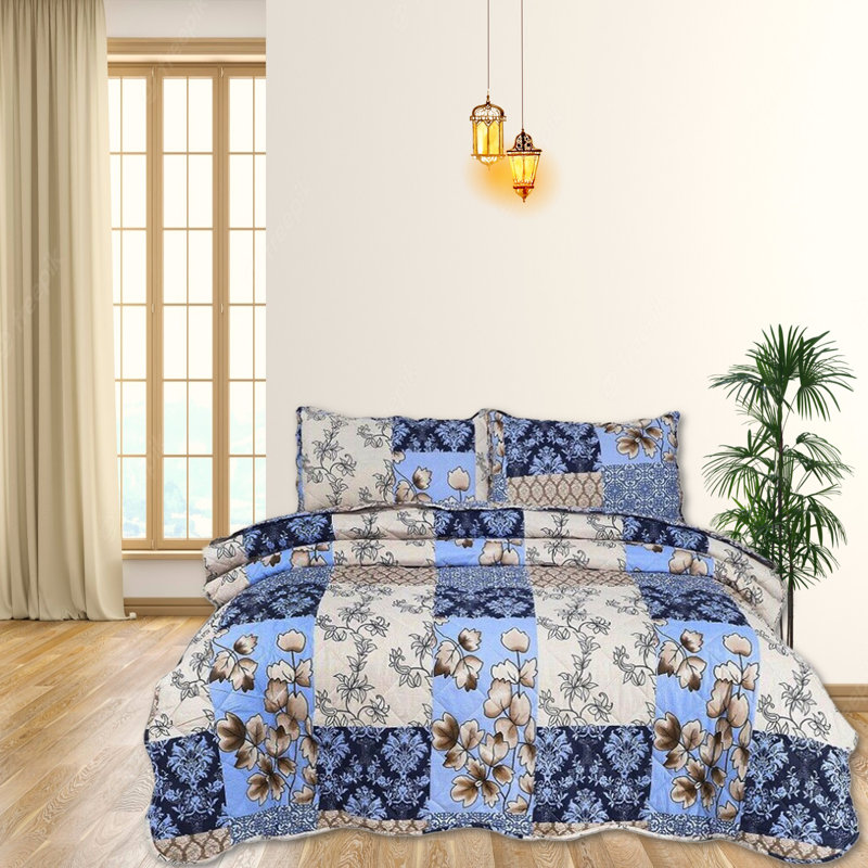 Cotton Blend Floral Bedspread with Pillowcases Included, King