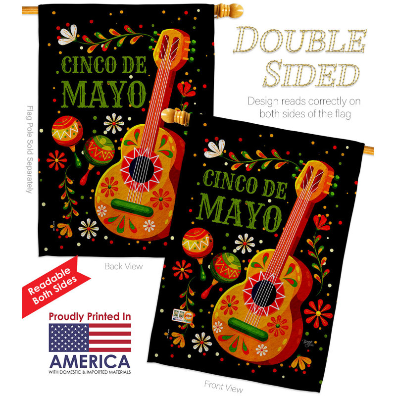 Bannière décorative double face 28 po x 40 po Celebrate Cinco De Mayo