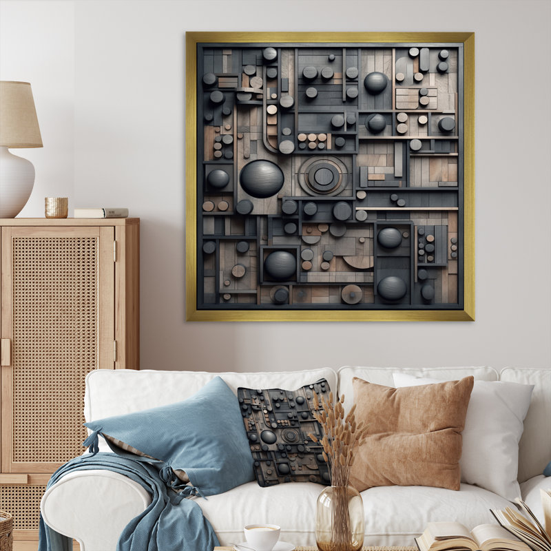 Cubic Geometric Dreams II sur impression sur toile, H 24 po x l 24 po x P 1 po, Cadre doré à une seule photo