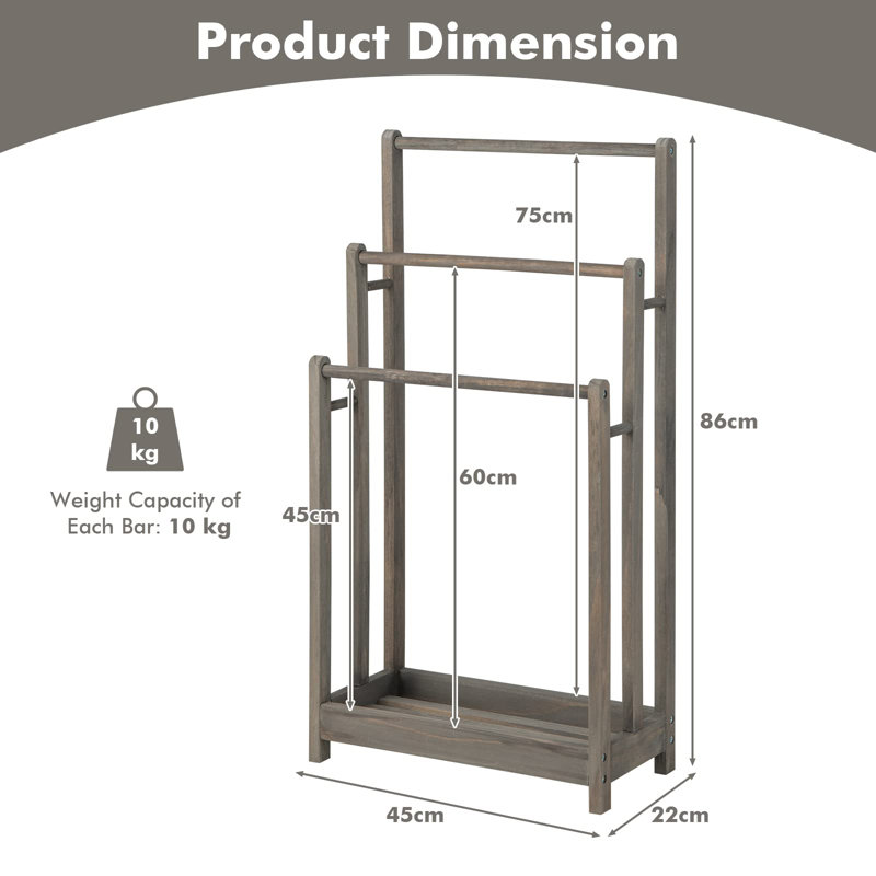 Dormont Wood 1 Freestanding Towel Stand, Vintage Grey