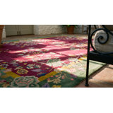 Antique Art Deco Chinese Floral Green, Red 1920s Rug