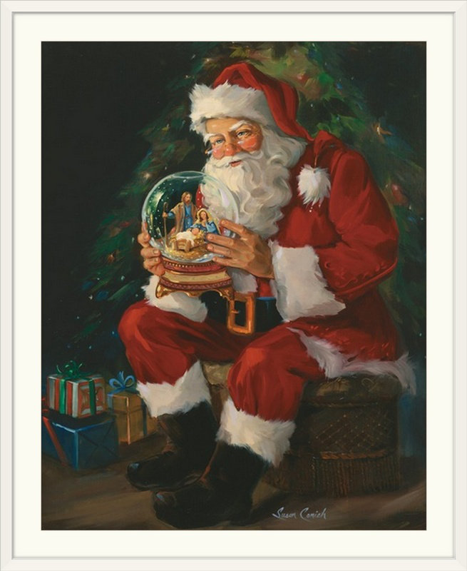 «Santa Believes», reproduction d'art, Cadre blanc, H 44 po x l 37 po x P 1 po