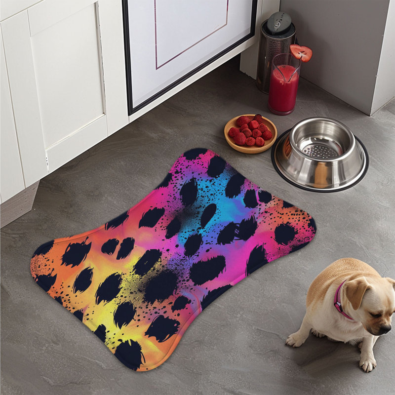 Tapis d'alimentation multicolore Feline - 1 pièce, Moyen (18 po)