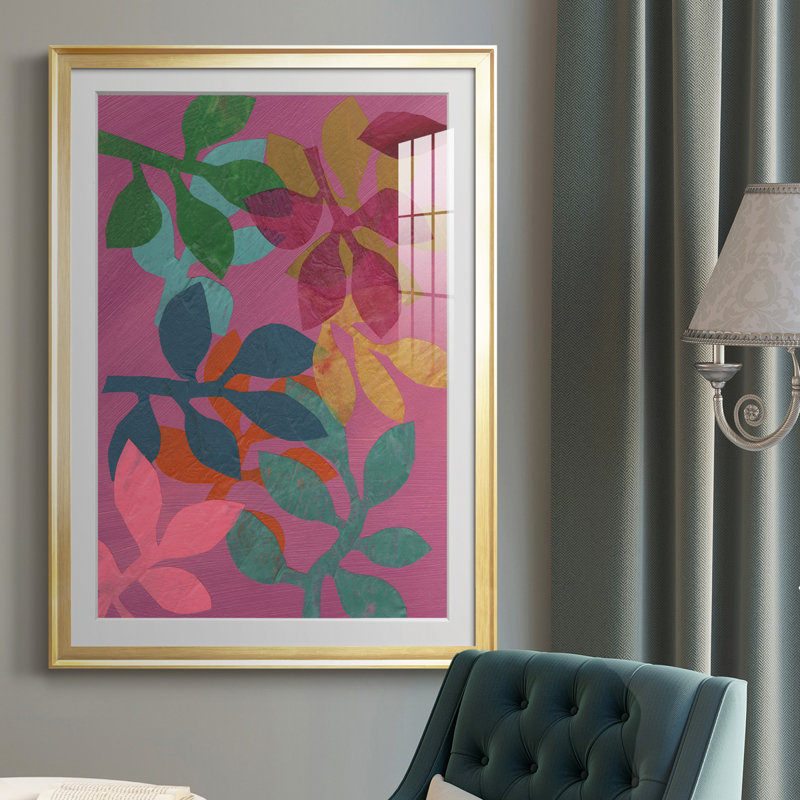 Vivid Stems V - peinture encadrée, Cadre doré, H 36,5 po x l 26,5 po x P 1 po