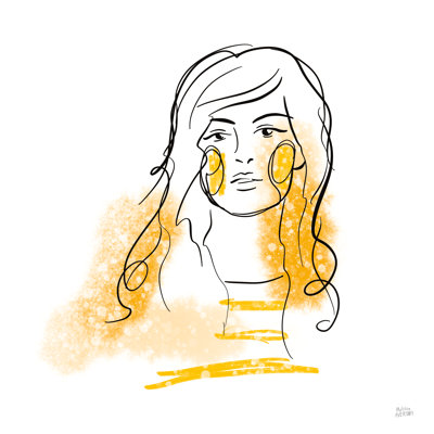 «Feminine Ink I» par Melissa Averinos, reproduction d'art sur toile non encadrée